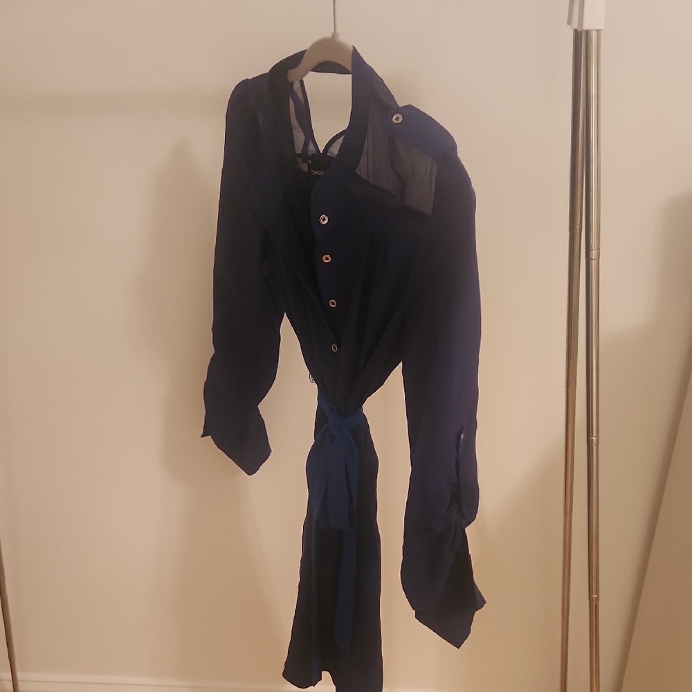 Chic Blue Button-Up Dress